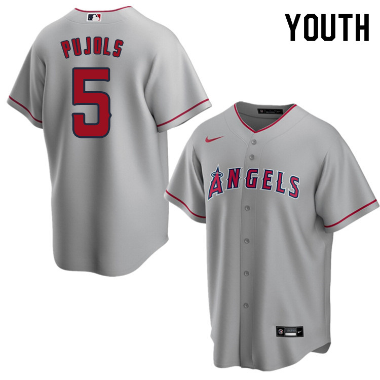 Nike Youth #5 Albert Pujols Los Angeles Angels Baseball Jerseys Sale-Gray